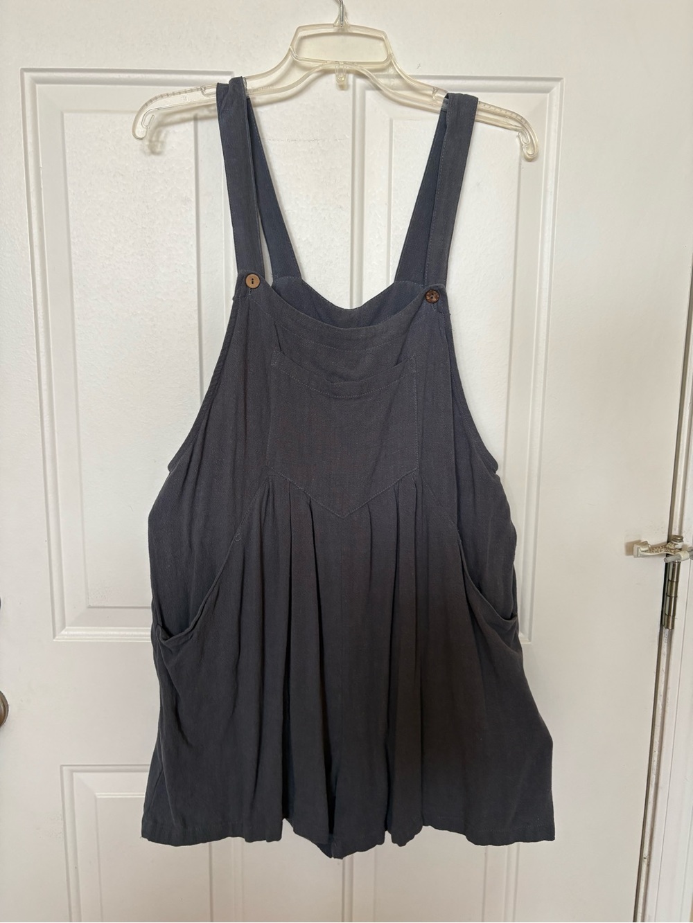 Dark Gray Short Overalls with Pockets